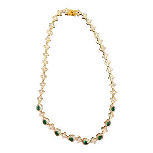 Vintage JBK Camrose & Kross Faux Emerald Rhinestone Necklace 18"